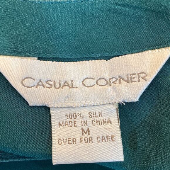 Casual Corner Emerald Green Silk Short Sleeve Blouse Top - Picture 6 of 9